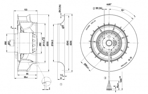 Центробежный вентилятор ebmpapst R2D250RA1018