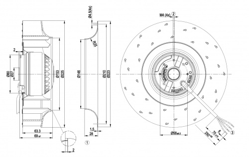 Центробежный вентилятор ebmpapst R4E225AI0110