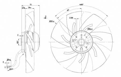 Осевой вентилятор ebmpapst A2E250AL0673