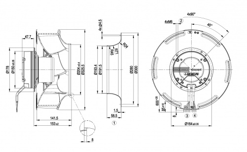 Центробежный вентилятор ebmpapst R3G310RO38A1