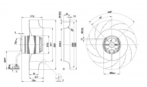 Центробежный вентилятор ebmpapst R2D280AF1009