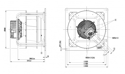 Центробежный вентилятор ebmpapst K3G500AQ3368