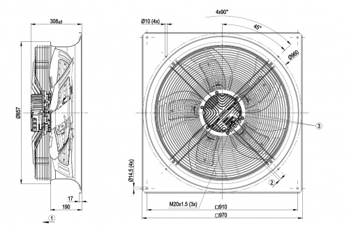 Осевой вентилятор ebmpapst W3G800GU2371