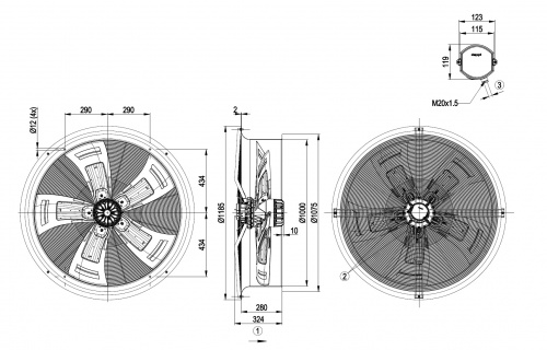 Осевой вентилятор ebmpapst W6D990CX0183