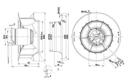 Центробежный вентилятор ebmpapst R2E280RB0101