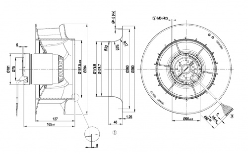 Центробежный вентилятор ebmpapst R2D280RB0601