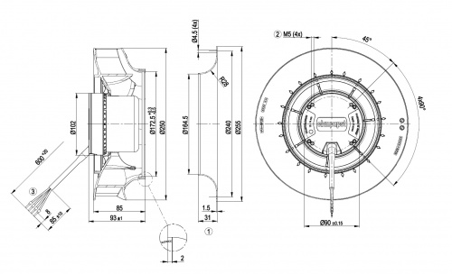 Центробежный вентилятор ebmpapst R3G250RNB502