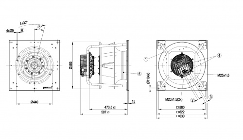 Центробежный вентилятор ebmpapst K3G500PB3301