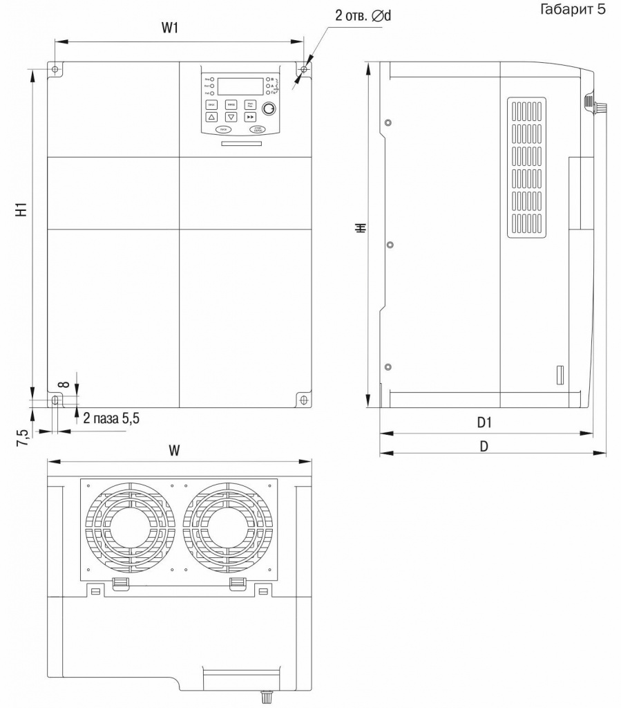 Габаритный чертеж ПЧ CONTROL-A310 380В, 3Ф 18-22 kW .jpg