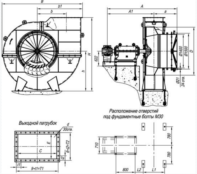 Габаритные размеры вентилятора ВД-18