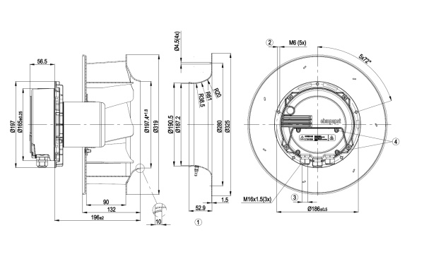 Центробежный вентилятор ebmpapst R3G280AU11C1