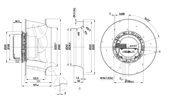Центробежный вентилятор ebmpapst R3G355AI5601