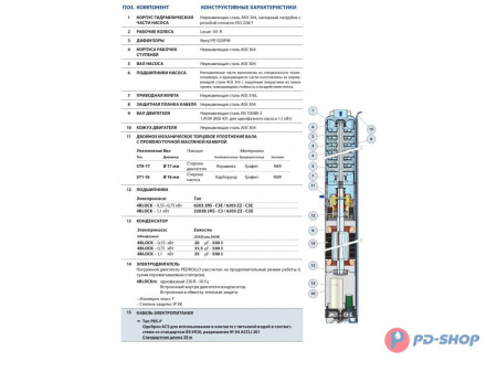 Насос скважинный Pedrollo 4BLOCKm 4/6 20м (4BLOCKm 4/7)