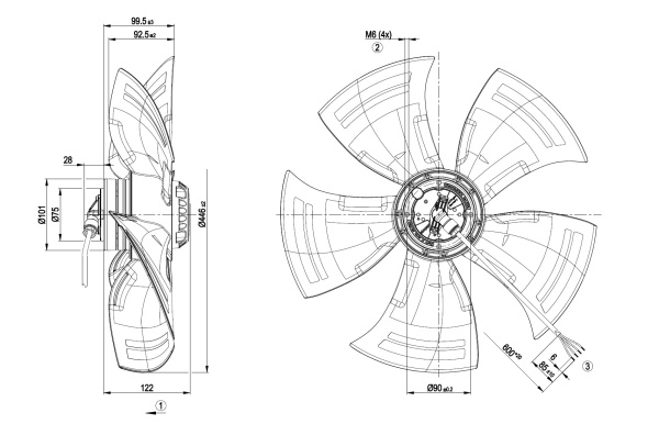Осевой вентилятор ebmpapst A6E450AJ0801