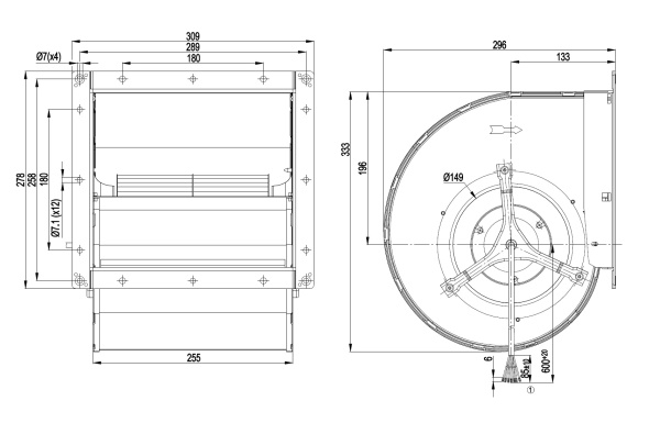 Центробежный вентилятор ebmpapst D4D180CB0102