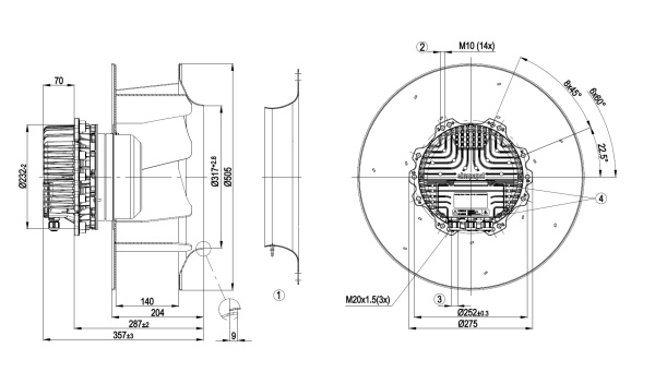 Центробежный вентилятор ebmpapst R3G450AQ2401