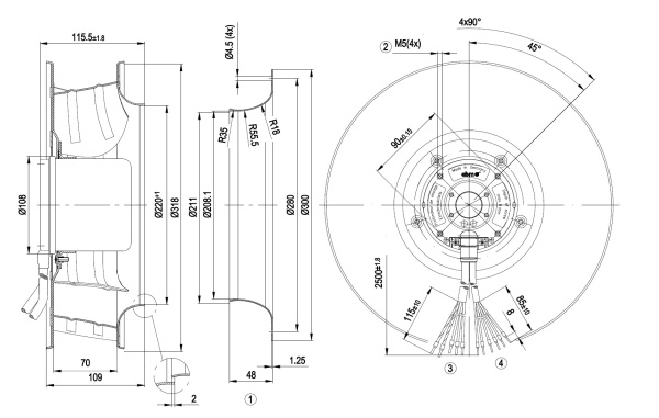 Центробежный вентилятор ebmpapst R3G310AN1311