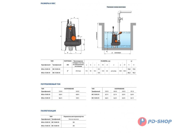 Насос фекальный Pedrollo MC10/45