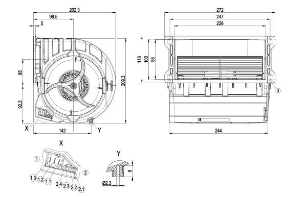 Центробежный вентилятор ebmpapst D3G146LV1330