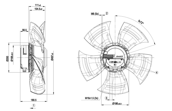 Осевой вентилятор ebmpapst A3G500AN3390