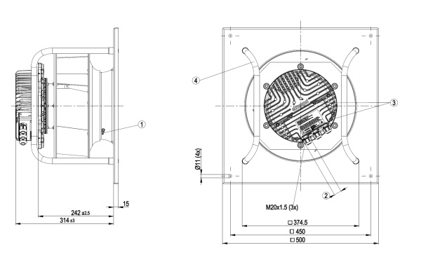 Центробежный вентилятор ebmpapst K3G310AX5422