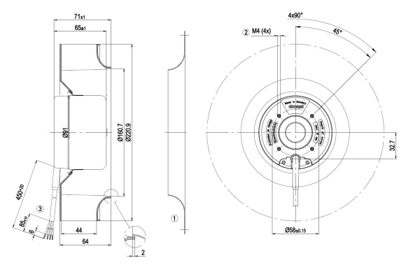 Центробежный вентилятор ebmpapst R1G220AB7399
