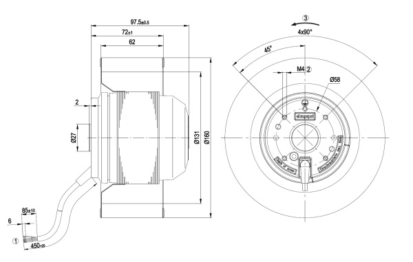 Центробежный вентилятор ebmpapst R2E160AY4701