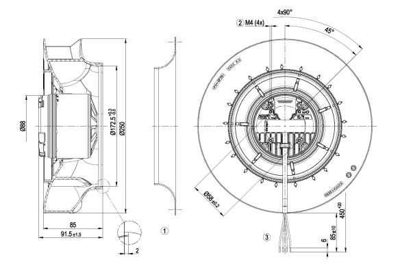 Центробежный вентилятор ebmpapst R1G250RC7703