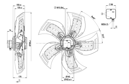 Осевой вентилятор ebmpapst AZD800AH0901