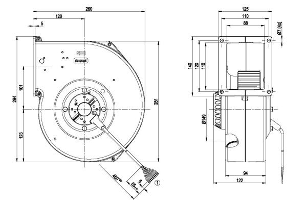 Центробежный вентилятор ebmpapst G2D180CF0209