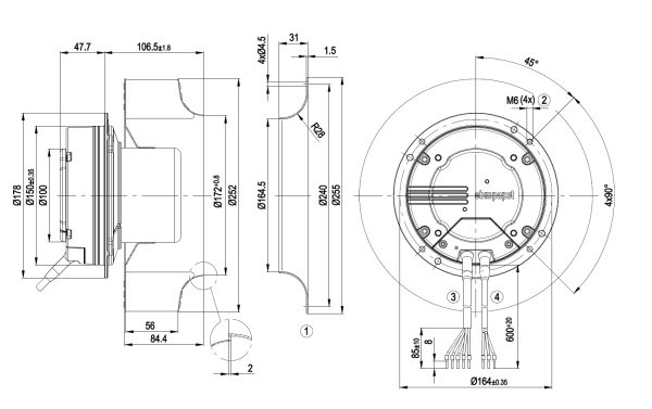 Осевой вентилятор ebmpapst R3G250AK4171