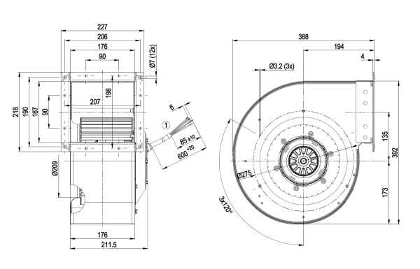 Центробежный вентилятор ebmpapst G4D250DC1003