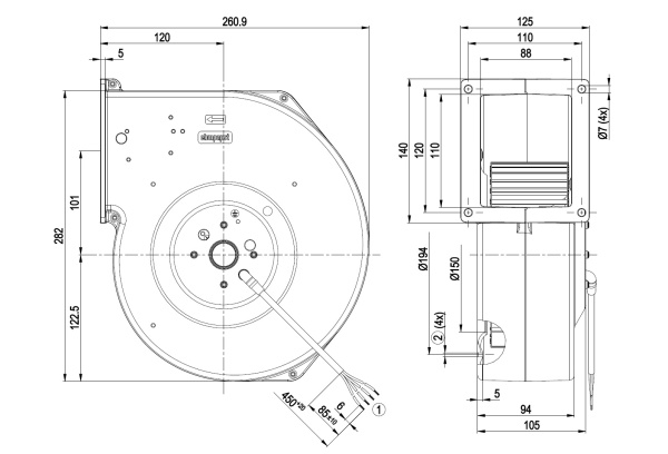 Центробежный вентилятор ebmpapst G4E180AB0101